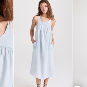 NWOT James Perse linen gathered A-line midi dress size 1